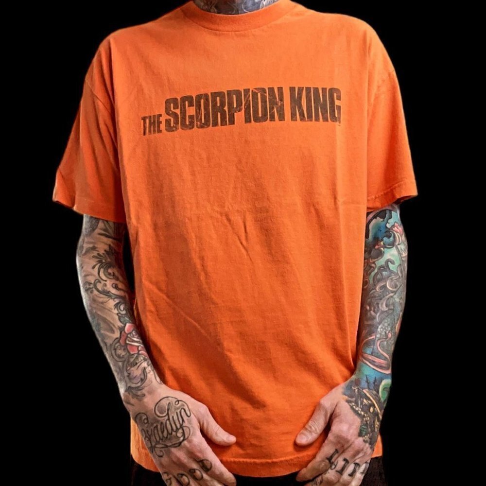 Vintage Scorpion King movie promo t shirt the rock wwe wwf rap Orange men’s XL
